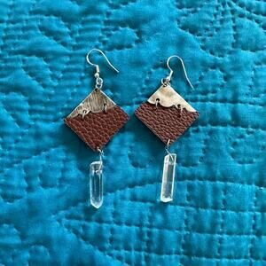 Petite Crystal Stud & Leather Hoop Statement Earrings